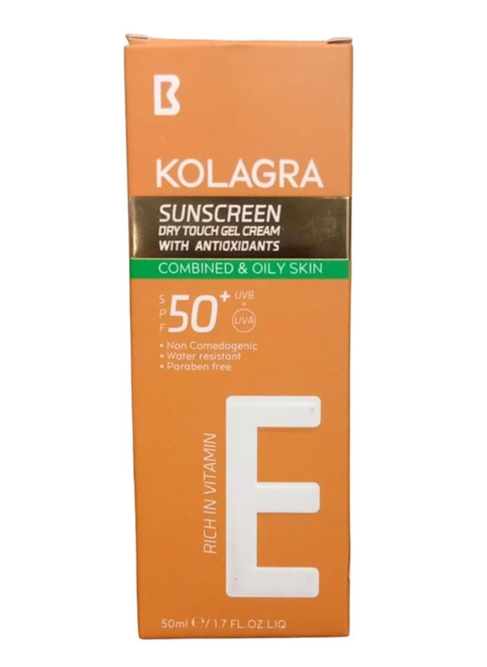 Kolagra Sunscreen +SPF50 Dry Touch Gel Cream With Antioxidant 50ml