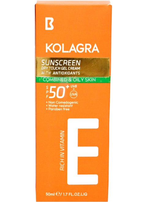 Kolagra Sunscreen +SPF50 Dry Touch Gel Cream With Antioxidant 50ml