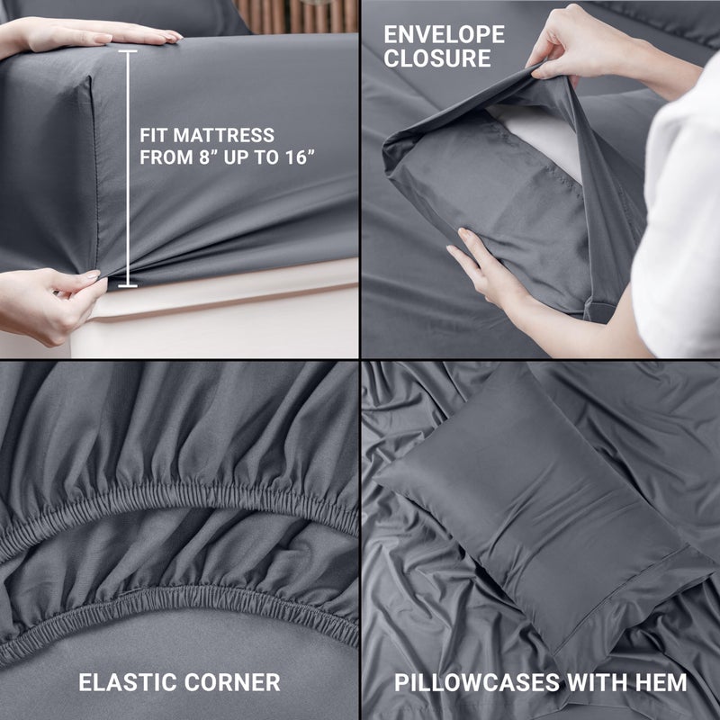 Utopia Bedding Twin Sheet Set - 3 Piece Bed Sheets for Twin Size Bed, Soft and Breathable Microfiber, Includes 1 Fitted Sheet, 1 Flat Sheet and 1 Pillowcase (Grey) - Image 4