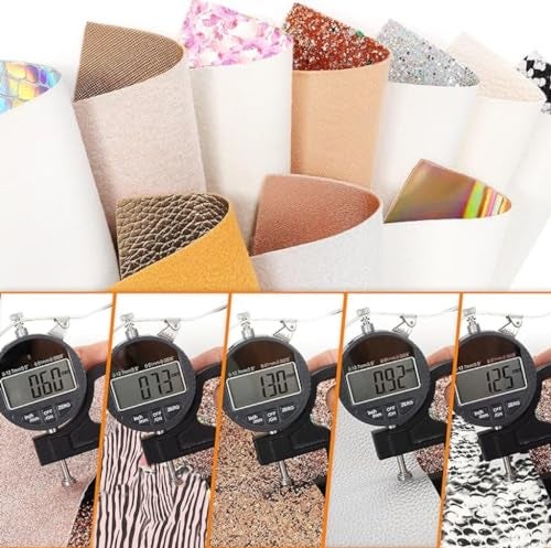 LOTOFUN 30 Pieces Random Colors Faux Leather Sheets 8X 6Inch Multiple Styles Mixed Glitter Grain Texture Embossed Pattern Printed Colored Leather for Earrings Making Hair Bow and Crafts DIY - Image 5