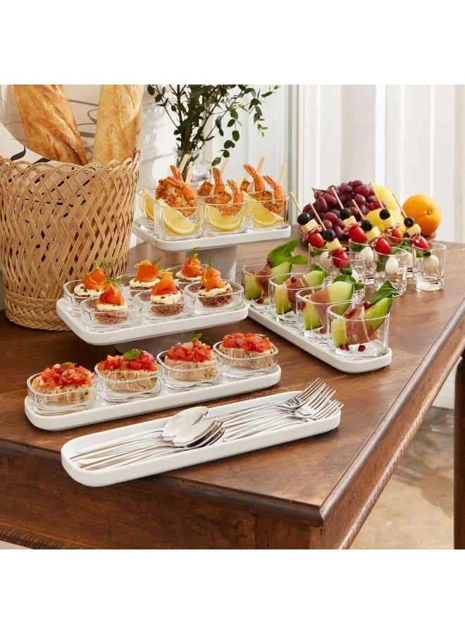 Ocean Verrine Ceramic Long Tray, 3X12", GZ001E012, Shot Platter, Shot Paddle, Appetizer Tray, Shot Server, Shot Board, Serving Tray - Image 4