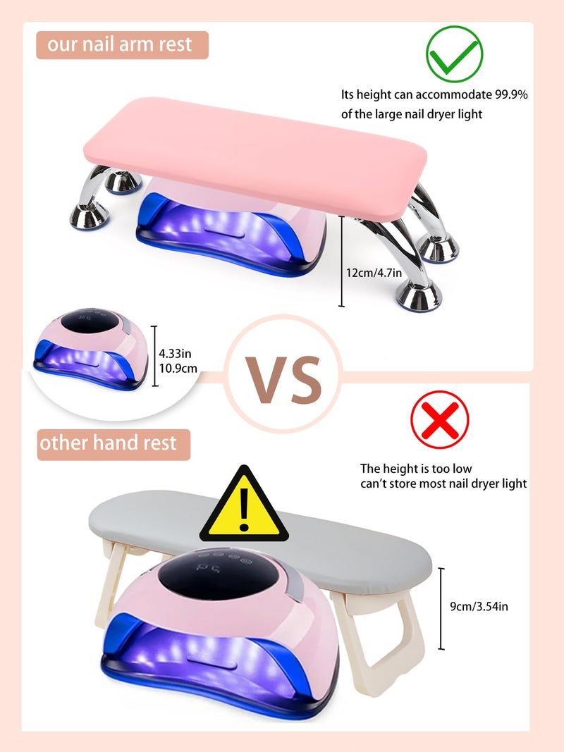 LIONVISON Big Arm Rest for Nails Cushion, Microfiber Leather Hand Rest for Nails Tech, Hand Rest Pillow for Nails Toenails, Detachable Nail Art Accessories Tool for Nails Tech (Pink) - Image 3