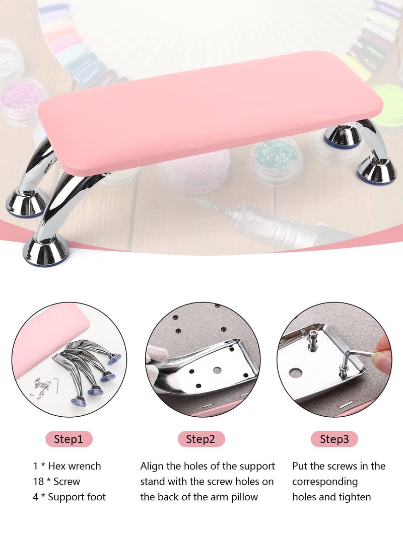 LIONVISON Big Arm Rest for Nails Cushion, Microfiber Leather Hand Rest for Nails Tech, Hand Rest Pillow for Nails Toenails, Detachable Nail Art Accessories Tool for Nails Tech (Pink) - Image 5