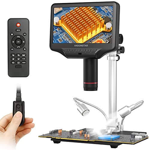 Andonstar AD407 Pro 3D HDMI Soldering Digital Microscope with Pro Metal Stand 4MP UHD and 7 inch Adjustable LCD Screen USB Video Microscopes for Phone Repairing SMT SMD DIY - Image 1