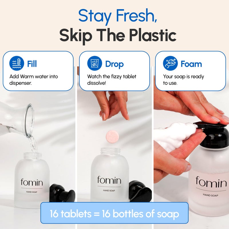 FOMIN Foaming Hand Soap Refills (16 Pack) - Variety Pack Foaming Hand Soap Tablets - Skin Friendly Foam Soap Refill for Hand Wash - Makes 128 fl oz (16 x 8 fl oz) - Image 3