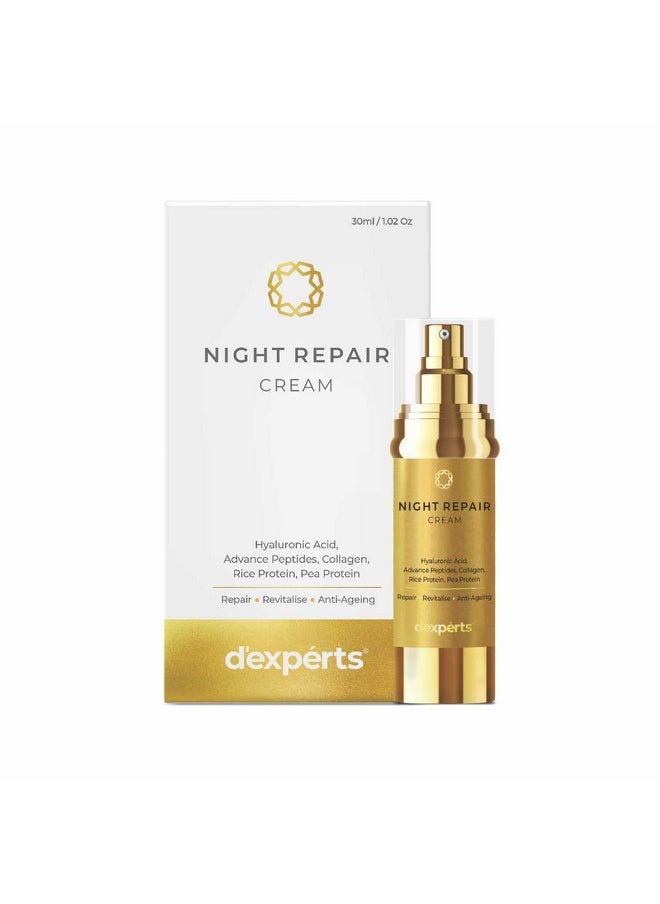 Brinton D'Experts Night Repair Cream With Hyaluronic Acid Collagen Peptides Rice & Pea Protein Reduces Fine Lines Wrinkles & Dark Spots Provides Even Skin Tone For Men & Women 30Ml  - Image 1