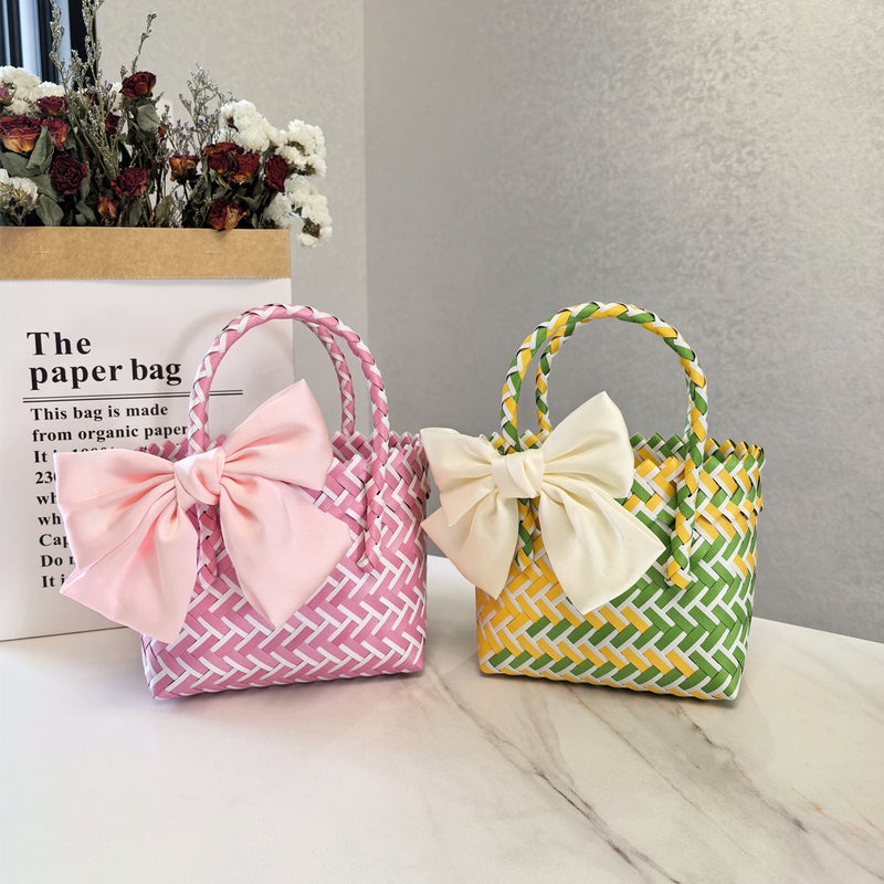 Colorful Woven Hand Basket Wedding Hand Gift Small Food Basket Festive Wedding Gift Suit Bathroom Washing Basket - Image 2