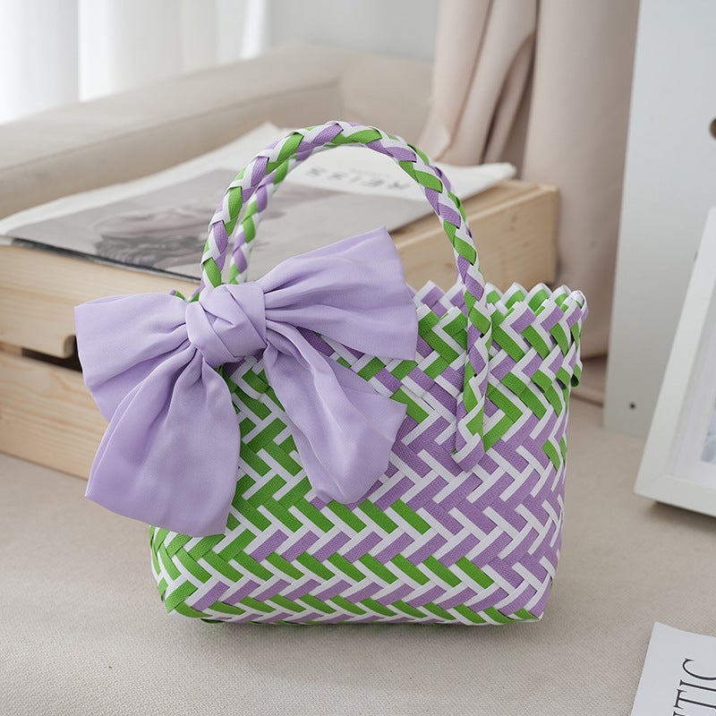 Colorful Woven Hand Basket Wedding Hand Gift Small Food Basket Festive Wedding Gift Suit Bathroom Washing Basket - Image 1