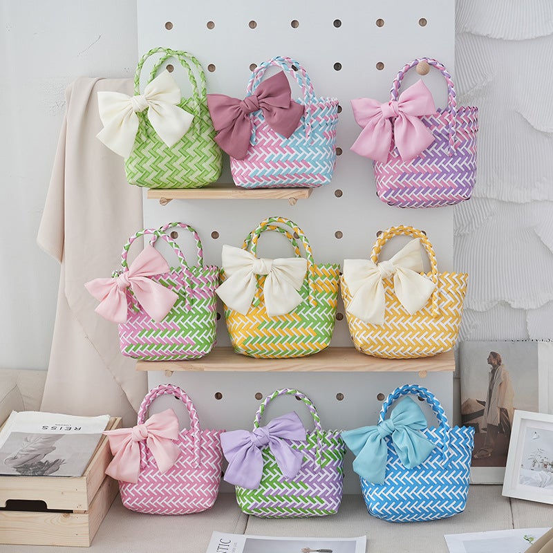 Colorful Woven Hand Basket Wedding Hand Gift Small Food Basket Festive Wedding Gift Suit Bathroom Washing Basket - Image 3