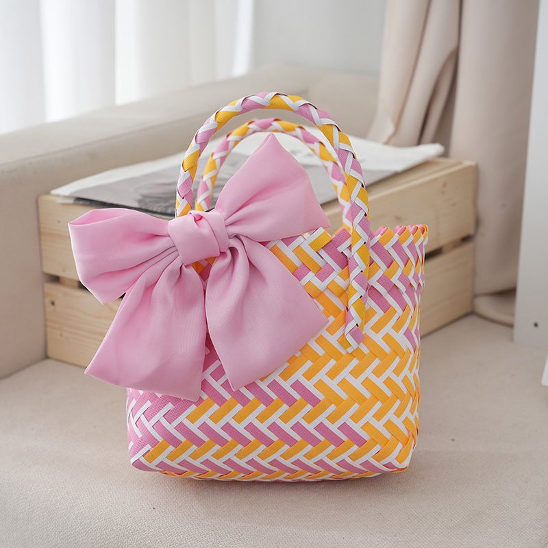 Colorful Woven Hand Basket Wedding Hand Gift Small Food Basket Festive Wedding Gift Suit Bathroom Washing Basket - Image 5