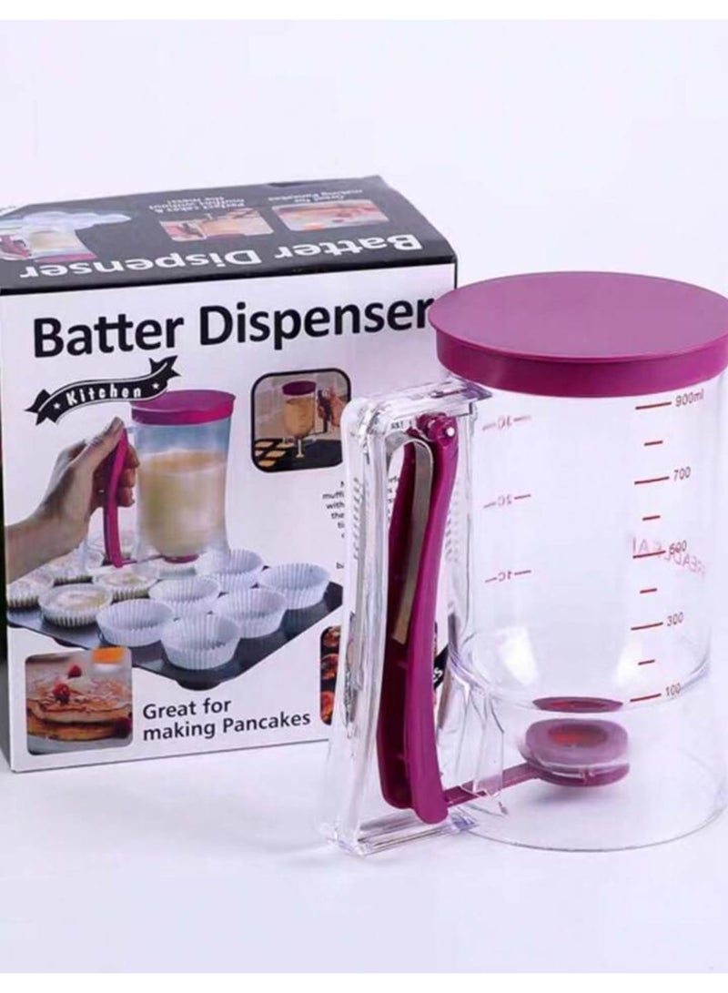 900ML Manual Batter Dispenser – Easy Pour Pancake & Cupcake Batter Mixer with Measuring Scale, Leak-Proof Handle Design for Baking & Cooking - Image 2