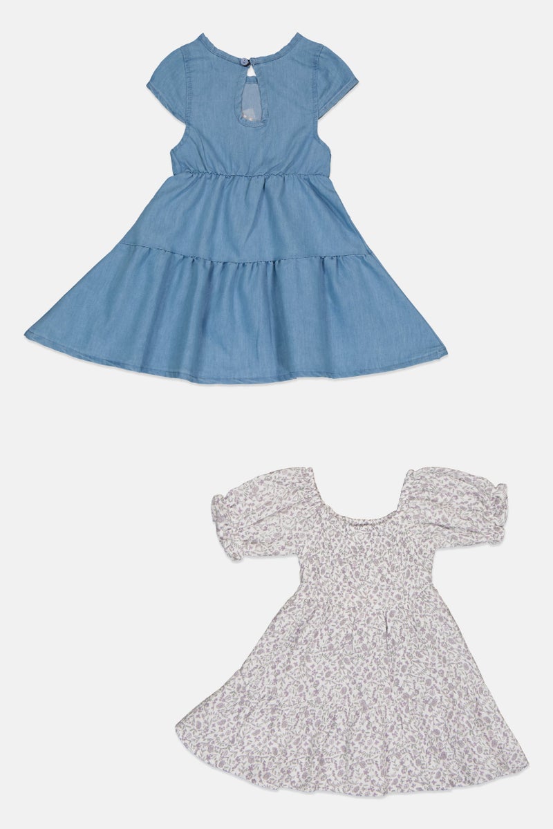 Willow & Whistle Toddlers Girl 2 Pcs Floral Print Dresses, Multicolor - Image 3