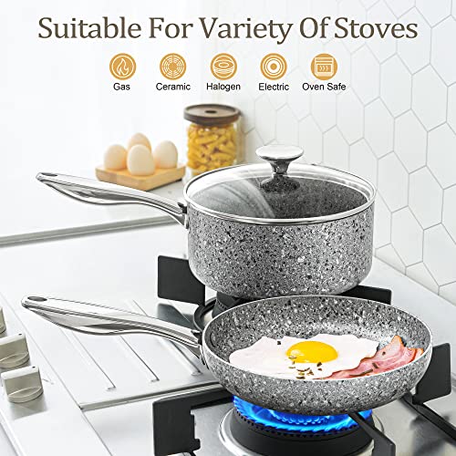 MICHELANGELO Frying Pans Set with 100% APEO & PFOA-Free Stone Non Stick Coating, Granite Skillet Set, Nonstick Skillets 3 Pcs,8/9.5/11 inch - Image 5