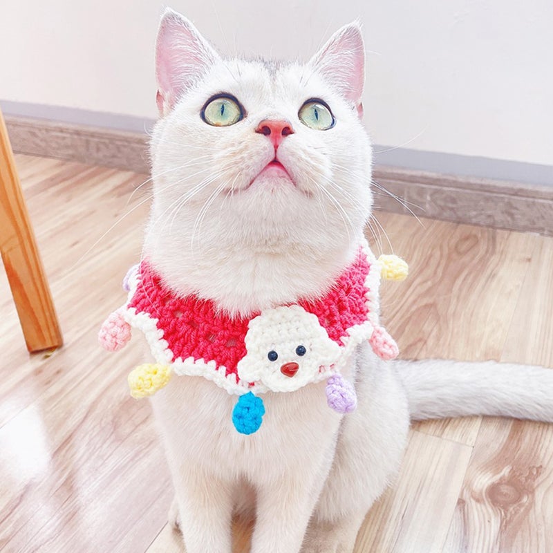 🐾 طوق قط متوسط مقاس قابل للتعديل من خيط ملون للزينة الحيوانية - Image 5