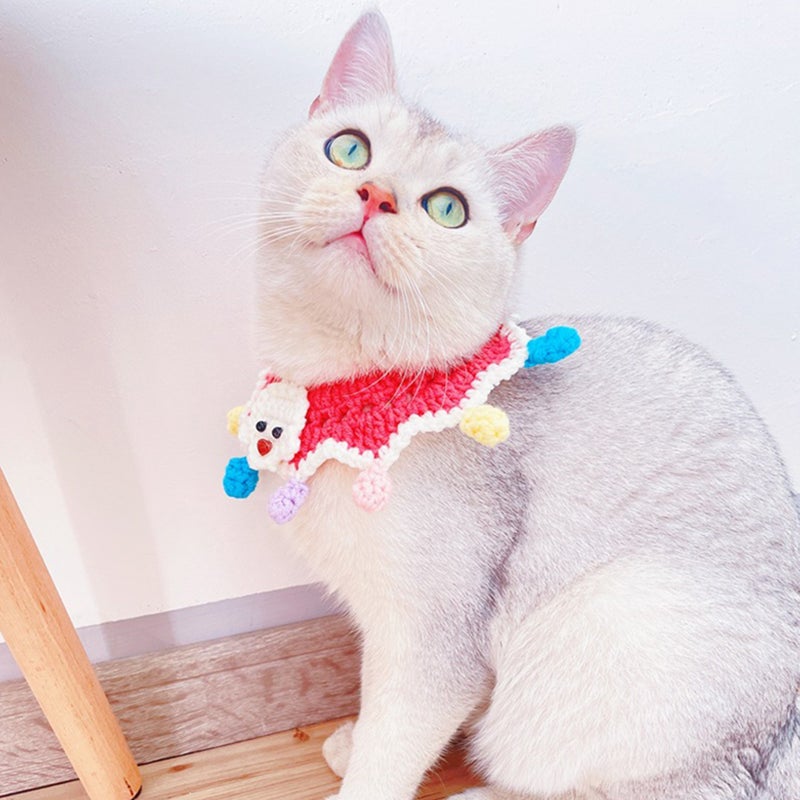 🐾 طوق قط متوسط مقاس قابل للتعديل من خيط ملون للزينة الحيوانية - Image 4