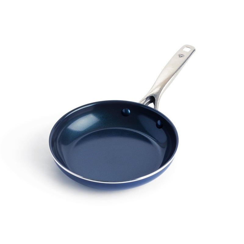 Blue Diamond Frying Pan 8” Skillet, Diamond Infused Healthy Ceramic Nonstick, PFAS and PFOA-Free, Dishwasher and Oven Safe, Even Heating, Metal Utensil Safe, Warp Control Base, Blue - Image 1
