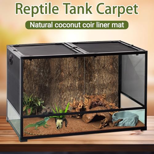 ZeeDix 10 Pcs Reptile Carpet 12X12 inch Natural Coconut Fiber Liner Mat Flooring Accessories for Reptile Tank Bearded Dragon Tortoise Lizard Turtle Snake Leopard Gecko Substrate Bedding - Image 3