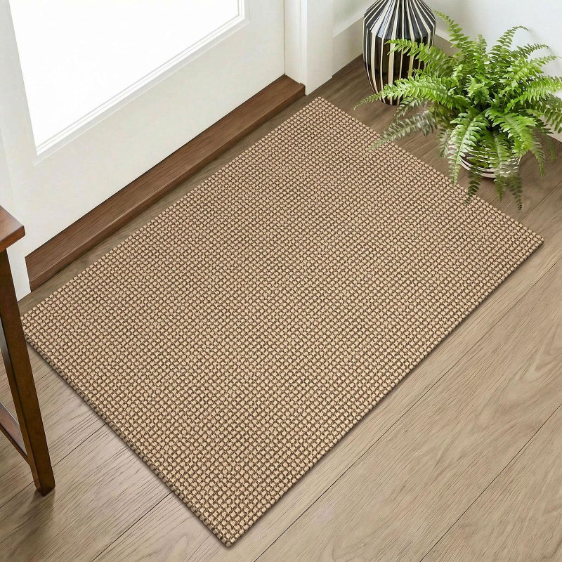 KOZYFLY Indoor Door Mat 2x3 ft Small Area Rugs Washable Front Door Mat Non Slip Rubber Backed Entryway Rug Cotton Entrance Doormat for Front Porch Bathroom Kitchen Bedroom Orange BeigeTanBrown - Image 2