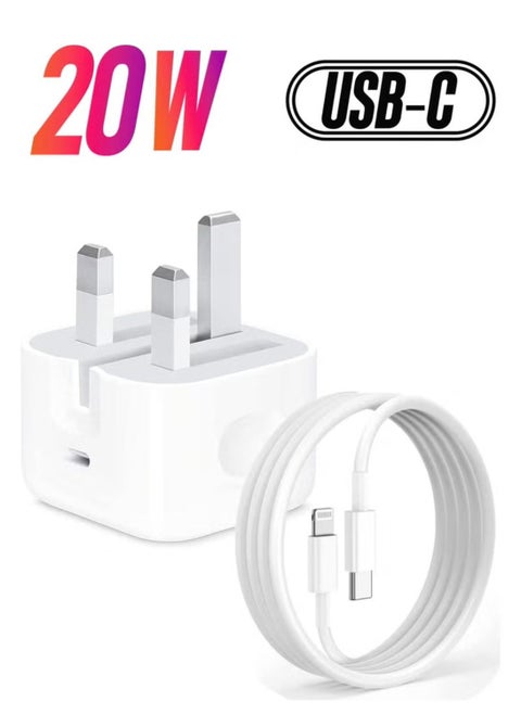 20W USB-C Power Adapter with Type-C To Lightning Cable White