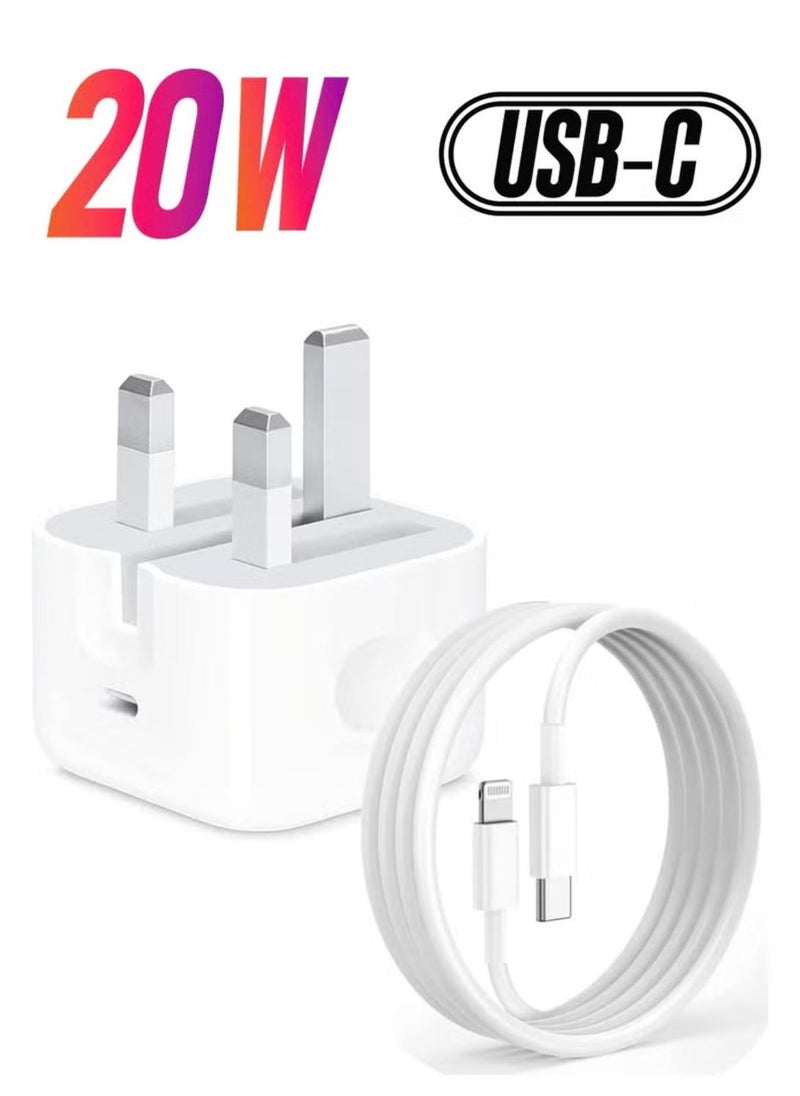 20W USB-C Power Adapter with Type-C To Lightning Cable White