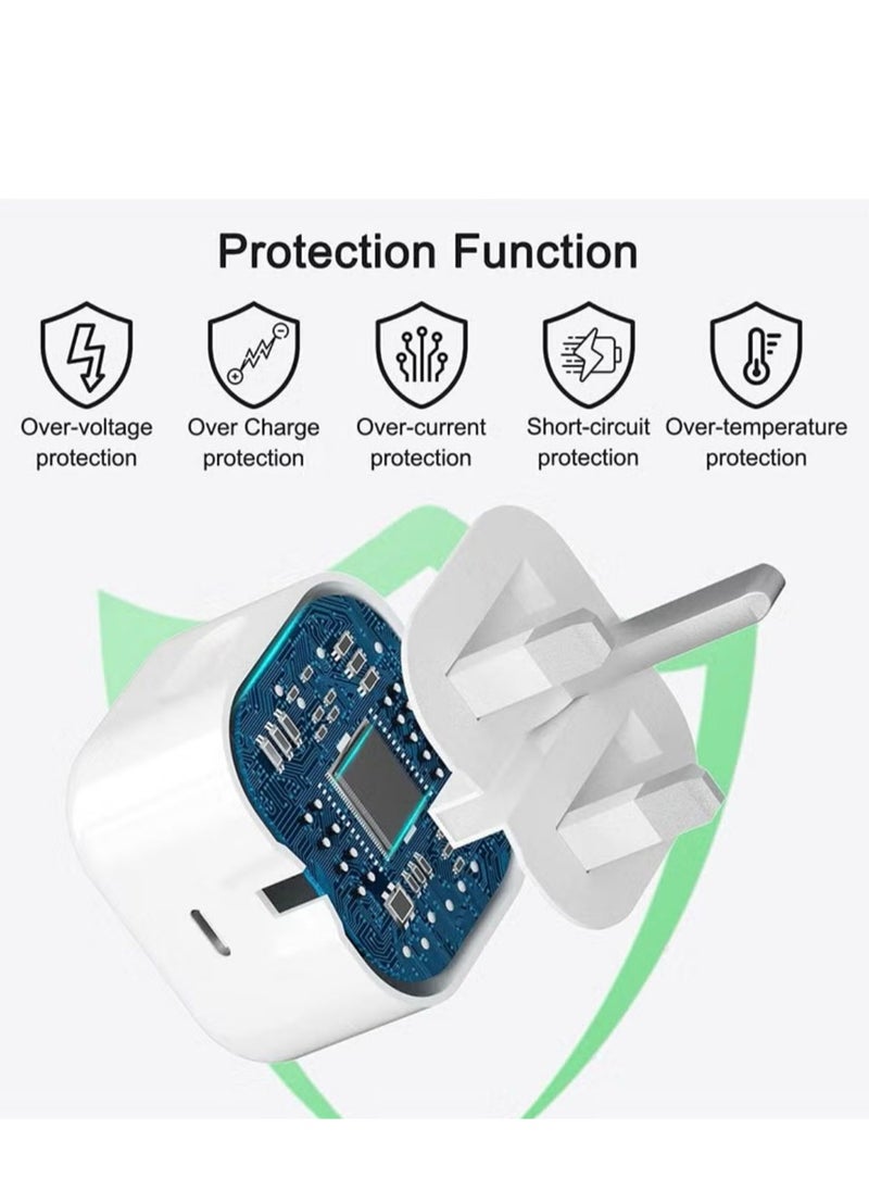 20W USB-C Power Adapter with Type-C To Lightning Cable White
