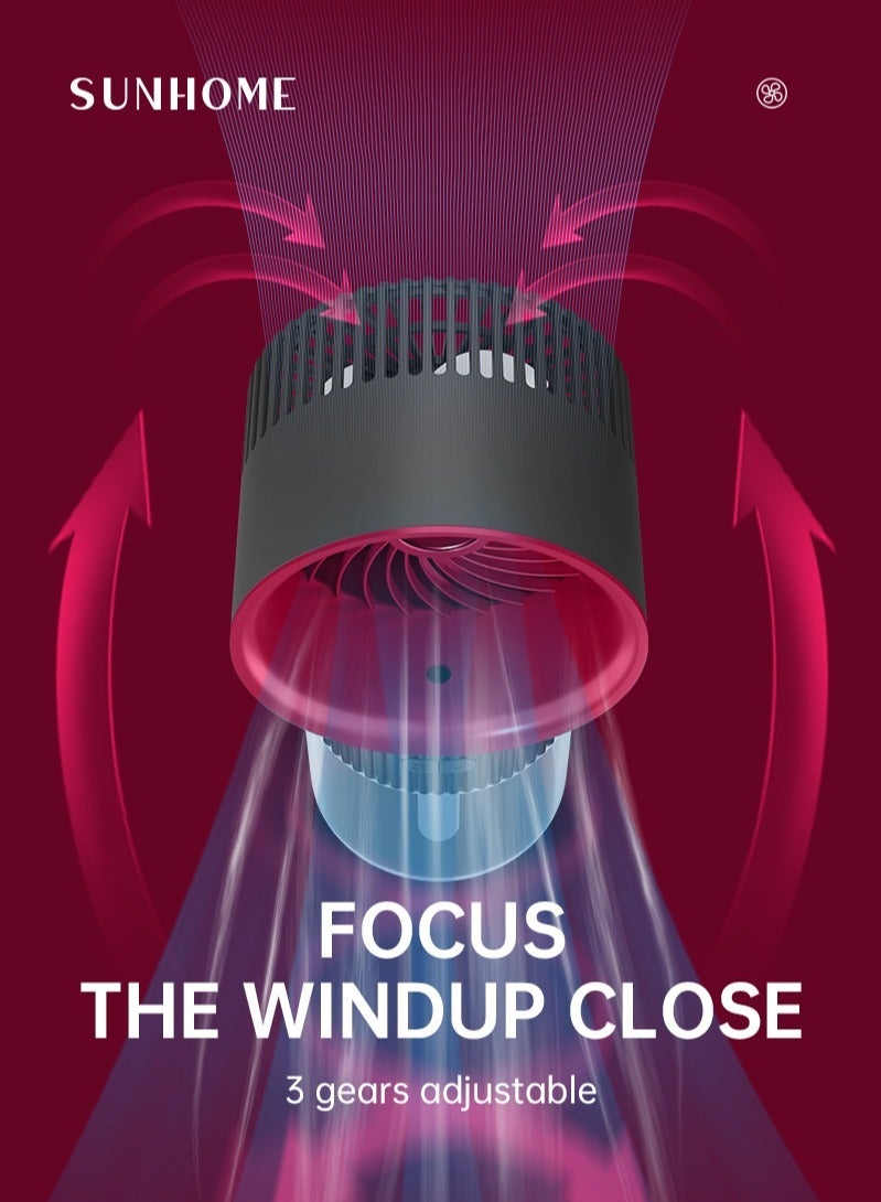 Sunhome 2-In-1 Mini Portable Water Mist Fan With Colorful Atmosphere Lamp 350ml 6.5w 3-Speeds USB Charging W39 - Image 5