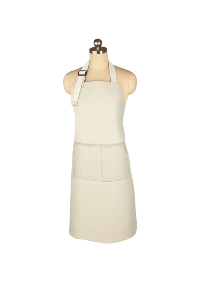 High Quality Front Pocket Detail Cotton Apron Beige 88cm 9002-2519