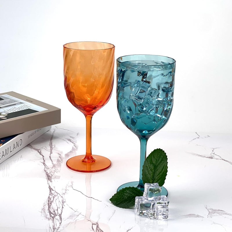 Yalin Set of 6 Unbreakable 12 oz Acrylic Plastic Wine and Water Tumbler Stackable Goblets. (Multicolor, 15 oz) - Image 2