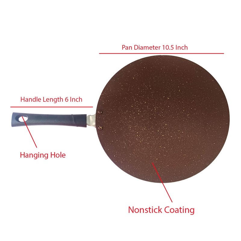 Non Stick Roti Pan Tawa Low Oil Cooking Easy to Clean Cool Touch Handle 26 mm Thick Parathas Theplas Chapati Pancake Griddle Omelet 275MM  - Image 3
