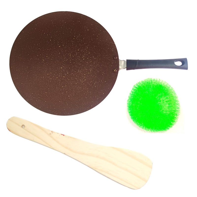 Non Stick Roti Pan Tawa Low Oil Cooking Easy to Clean Cool Touch Handle 26 mm Thick Parathas Theplas Chapati Pancake Griddle Omelet 275MM  - Image 1