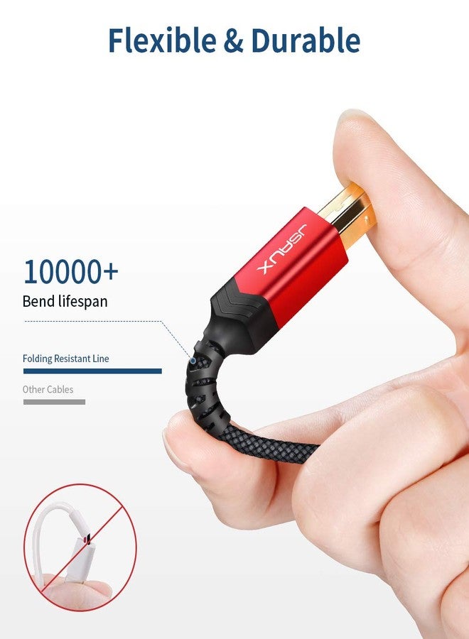 jsaux كابل USB B 3.0، JSAUX USB A ذكر إلى B 3.0 ذكر (6.6 قدم/2 متر) كابل USB 3.0 نوع B للأعلى مضفر من النايلون متوافق مع محطة الإرساء، ومحركات الأقراص الخارجية، والماسحات الضوئية، والطابعات والمزيد (أسود) - Image 3