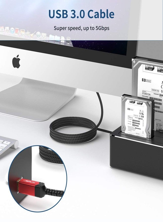 jsaux كابل USB B 3.0، JSAUX USB A ذكر إلى B 3.0 ذكر (6.6 قدم/2 متر) كابل USB 3.0 نوع B للأعلى مضفر من النايلون متوافق مع محطة الإرساء، ومحركات الأقراص الخارجية، والماسحات الضوئية، والطابعات والمزيد (أسود) - Image 5