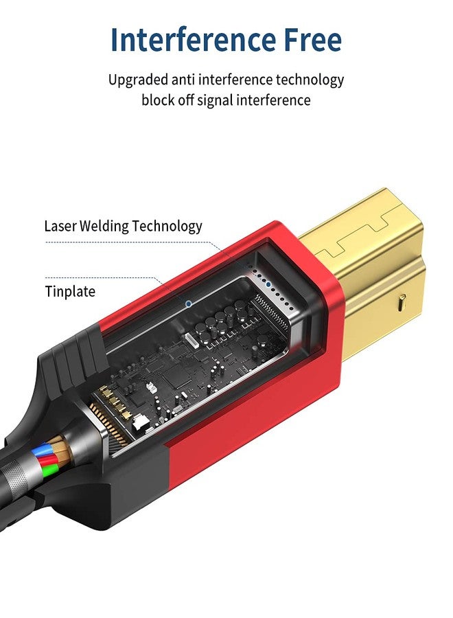 jsaux كابل USB B 3.0، JSAUX USB A ذكر إلى B 3.0 ذكر (6.6 قدم/2 متر) كابل USB 3.0 نوع B للأعلى مضفر من النايلون متوافق مع محطة الإرساء، ومحركات الأقراص الخارجية، والماسحات الضوئية، والطابعات والمزيد (أسود) - Image 4