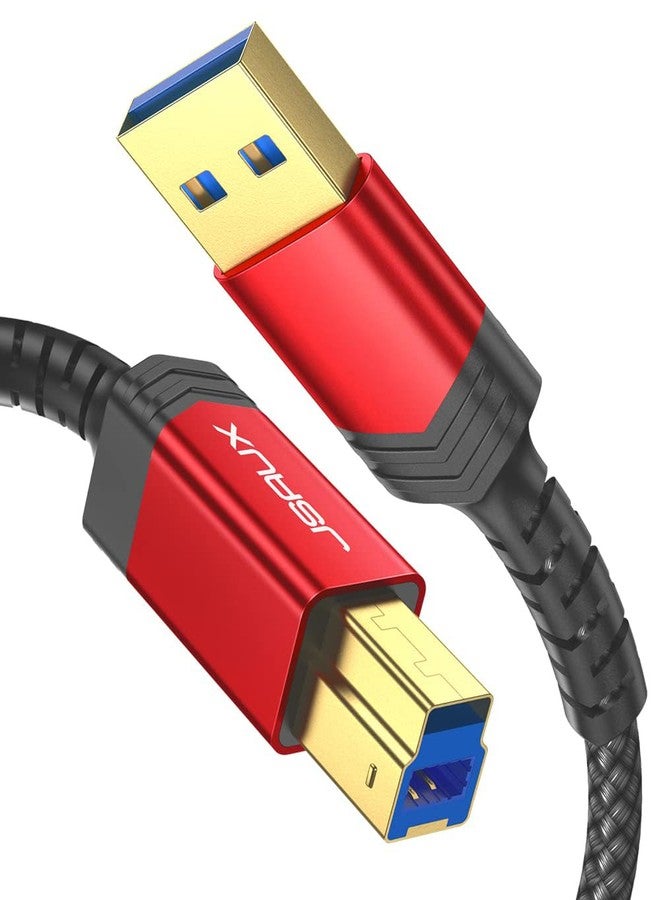 jsaux كابل USB B 3.0، JSAUX USB A ذكر إلى B 3.0 ذكر (6.6 قدم/2 متر) كابل USB 3.0 نوع B للأعلى مضفر من النايلون متوافق مع محطة الإرساء، ومحركات الأقراص الخارجية، والماسحات الضوئية، والطابعات والمزيد (أسود) - Image 1