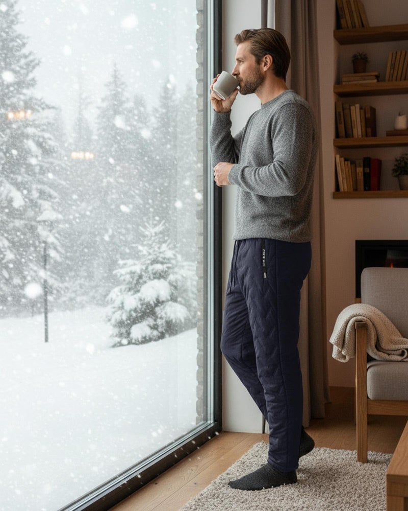 Chicingyou 1 Pcs Fleece Lined Pants Men Sherpa Lined Sweatpants Windproof Track Joggers Snow Winter Thermal Pants with Zipper(Straight Leg,XL,Grey) - Image 3