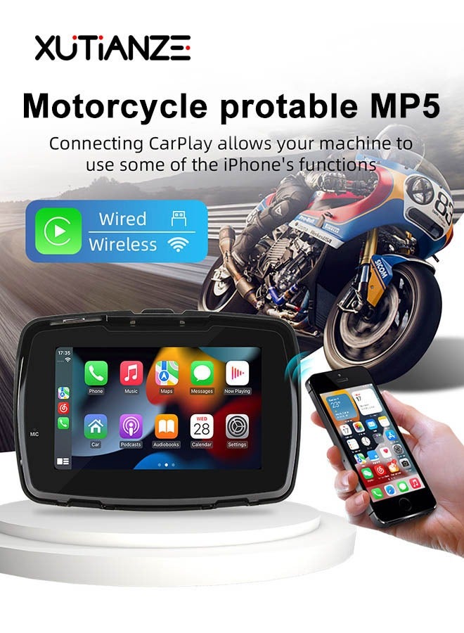 XUTIANZE 5 inch motorcycle portable MP5 with wireless carplay HD waterproof touch screen - Image 1