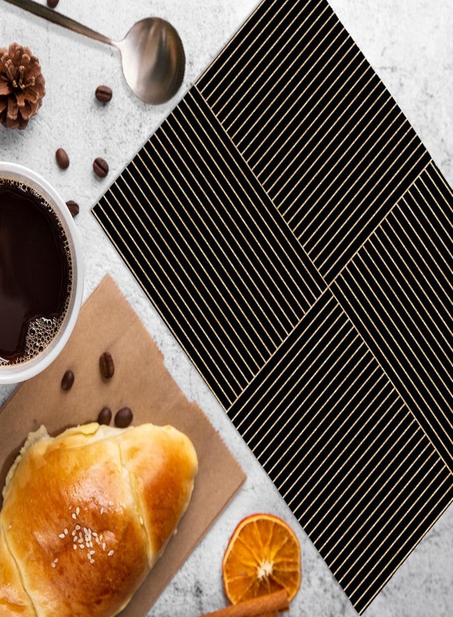 KFXHANGD Black Gold Boho Line Abstract Kitchen Towels, Mid Century Modern Dish Towels, Black and Gold Minimalist Decorative Hand Tea Towel for Bathroom Kitchen, 16x24 Inches - Image 2