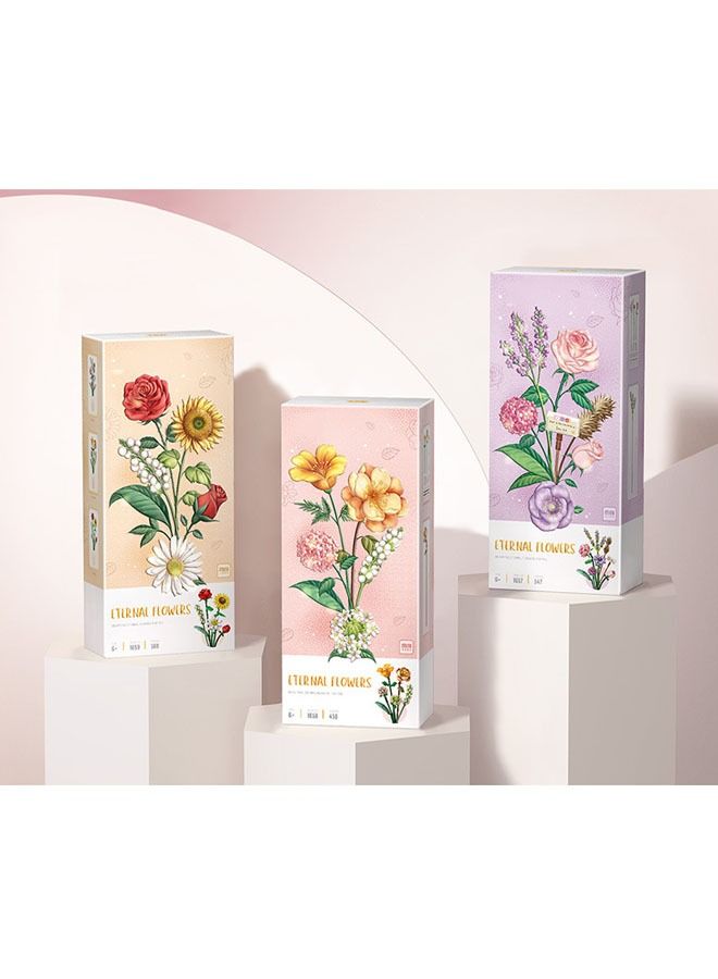 ZCM-HAPPY 547-Pieces of DIY Bouquet Building Blocks Decoration Immortal Flower Arrangement Gift Home Furnishings Assembly Toy Set - Image 5