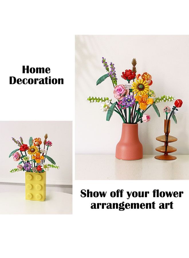 ZCM-HAPPY 547-Pieces of DIY Bouquet Building Blocks Decoration Immortal Flower Arrangement Gift Home Furnishings Assembly Toy Set - Image 3