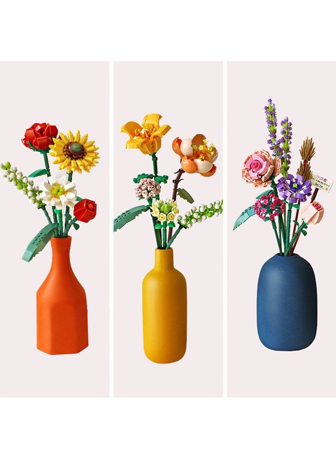 ZCM-HAPPY 547-Pieces of DIY Bouquet Building Blocks Decoration Immortal Flower Arrangement Gift Home Furnishings Assembly Toy Set - Image 4