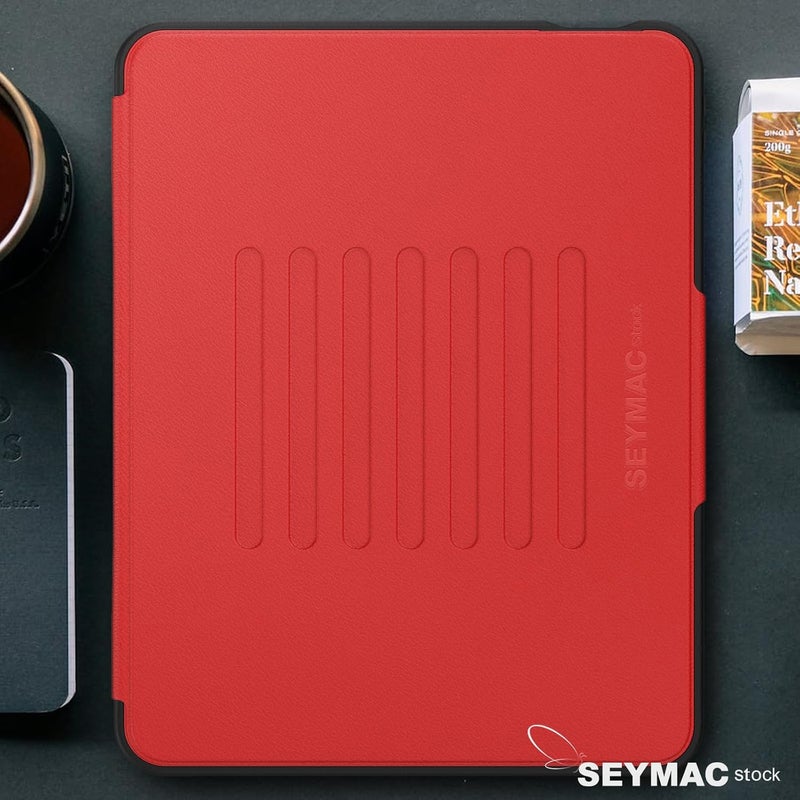 SEYMAC stock حافظة SEYMAC المخزنة لجهاز iPad Air 11 بوصة M4-M2 2026-2024 (الجيل 8-6)، حافظة مغناطيسية قوية مقاومة للصدمات مع حامل متعدد الزوايا ممتص، حامل قلم، فتحة بطاقة، أحمر - Image 5