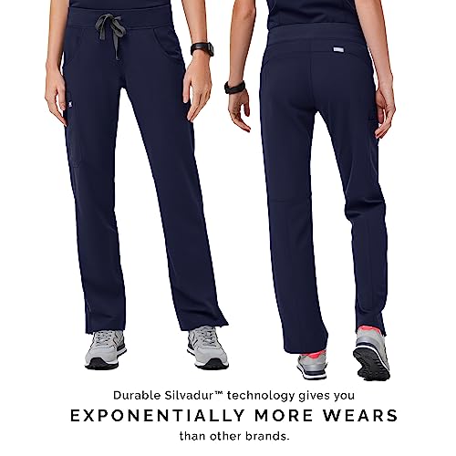 FIGS Kade Cargo Scrub Pants for Women - Classic Fit, Straight Leg, 4 Pockets, Yoga Waistband, Anti-Wrinkle - Navy Blue, S-Petite - Image 4