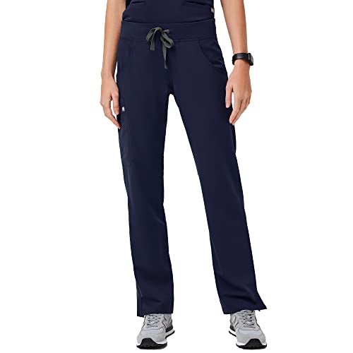 FIGS Kade Cargo Scrub Pants for Women - Classic Fit, Straight Leg, 4 Pockets, Yoga Waistband, Anti-Wrinkle - Navy Blue, S-Petite - Image 1