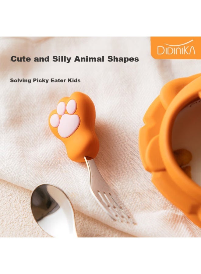Didinika Children's Tableware Set, Baby Food Bowl, Newborn Gift Box, Silicone Anti-fall Suction Bowl, Training Fork And Spoon, 5-piece Set - Image 5