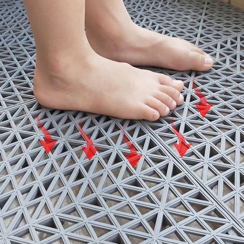 EOEXN 12 Pack 12" x 12" Interlocking Shower Cushion Mat Non-Slip Rubber Floor Tiles DIY Size Non-Slip Shower Bath Tile Splicing Waterproof Drainage Mat for Drain Pool Deck Patio Yard - Image 5
