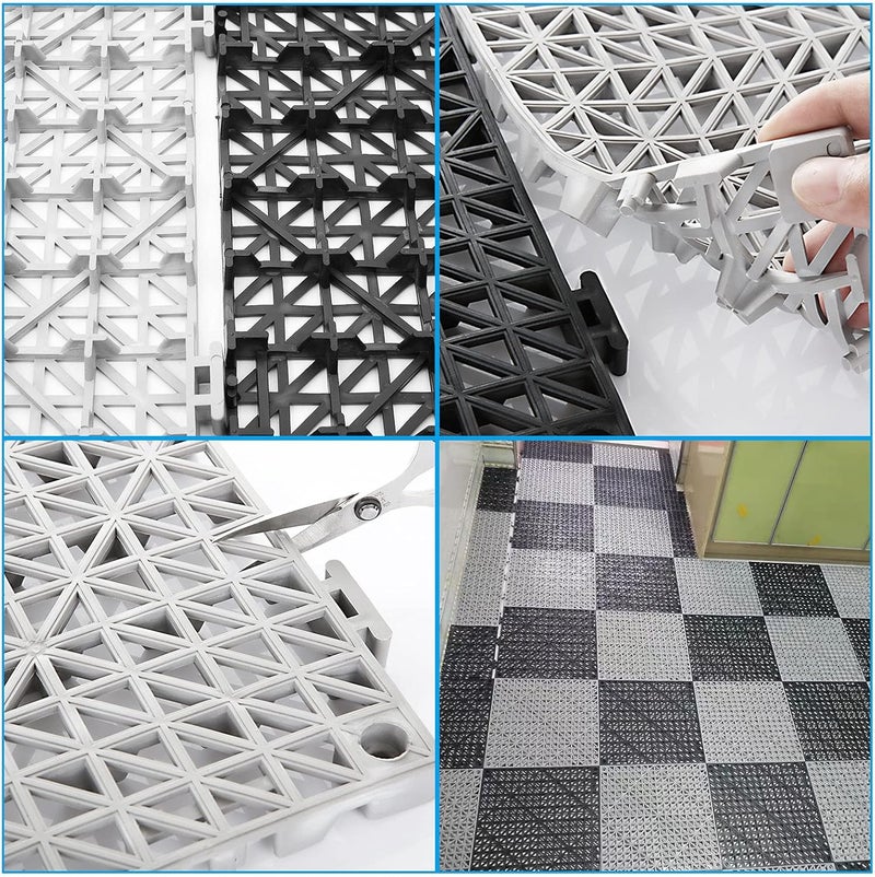 EOEXN 12 Pack 12" x 12" Interlocking Shower Cushion Mat Non-Slip Rubber Floor Tiles DIY Size Non-Slip Shower Bath Tile Splicing Waterproof Drainage Mat for Drain Pool Deck Patio Yard - Image 4