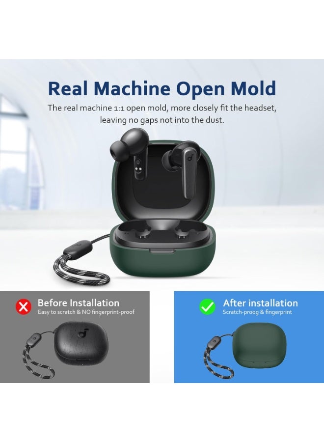 Silicone Case for Soundcore by Anker R50i / P20i, Soft Protective Skin Compatible with Anker Soundcore R50i / P20i Wireless Earbuds, Shockproof Anti-Scratch Cover with Keychain – Green Headphones Headset - Image 5