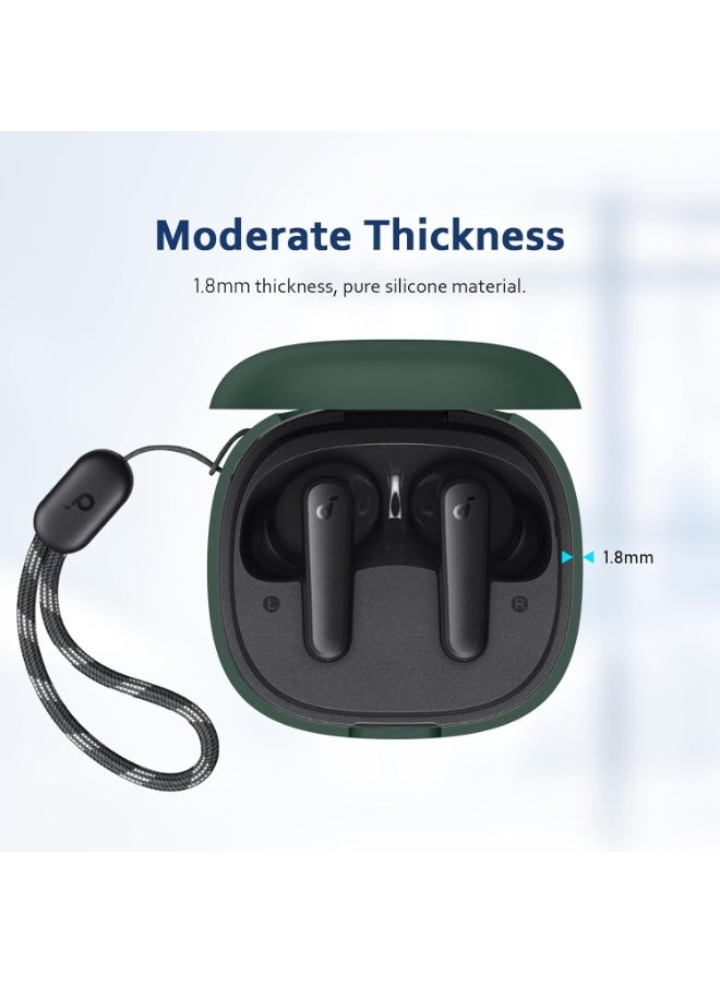 Silicone Case for Soundcore by Anker R50i / P20i, Soft Protective Skin Compatible with Anker Soundcore R50i / P20i Wireless Earbuds, Shockproof Anti-Scratch Cover with Keychain – Green Headphones Headset - Image 4