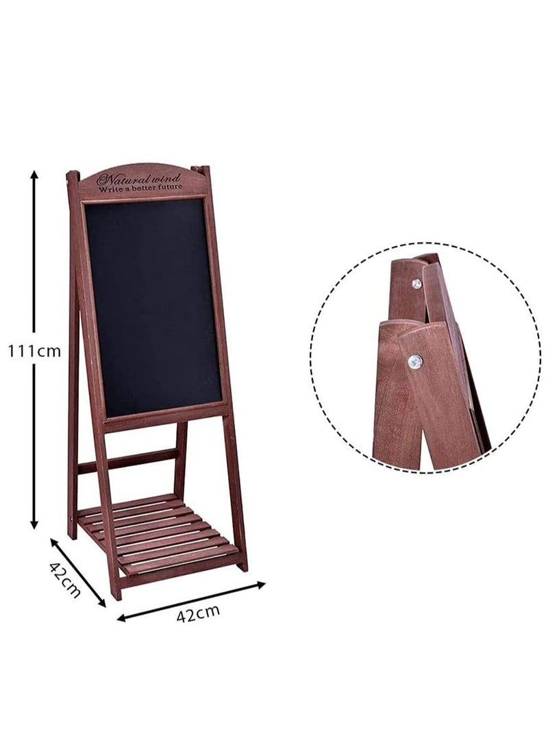 HOME TASTE - TOMSUN Wooden Blackboard with Flower Pot Stand Writing Drawing Board Freestanding Chalk Board Notice Board for Restaurent Office - Image 1