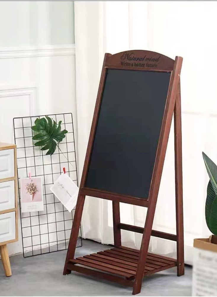 HOME TASTE - TOMSUN Wooden Blackboard with Flower Pot Stand Writing Drawing Board Freestanding Chalk Board Notice Board for Restaurent Office - Image 1